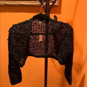 New York Company Cardigan Sweater Blk See-Through